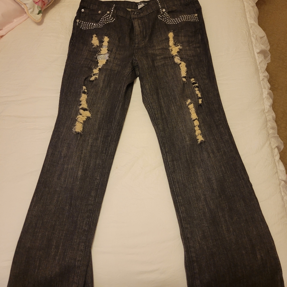 Venus distressed black jeans boot cut